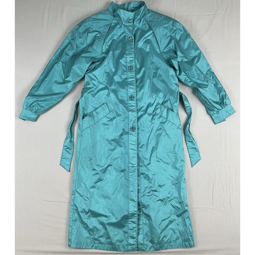 Vintage Paris Sport Club Worldwide Teal‎ Nylon Raincoat 5/6 90s